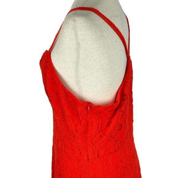 BETSEY JOHNSON EYELET V-NECK SLEEVELESS MINI DRESS IN SPICY ORANGE SIZE LARGE - Picture 8 of 16